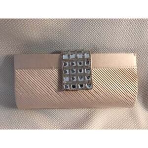 Jessica McClintock Gunne Sax Champagne Satin Rhinestone Clutch Eve Wedding Prom